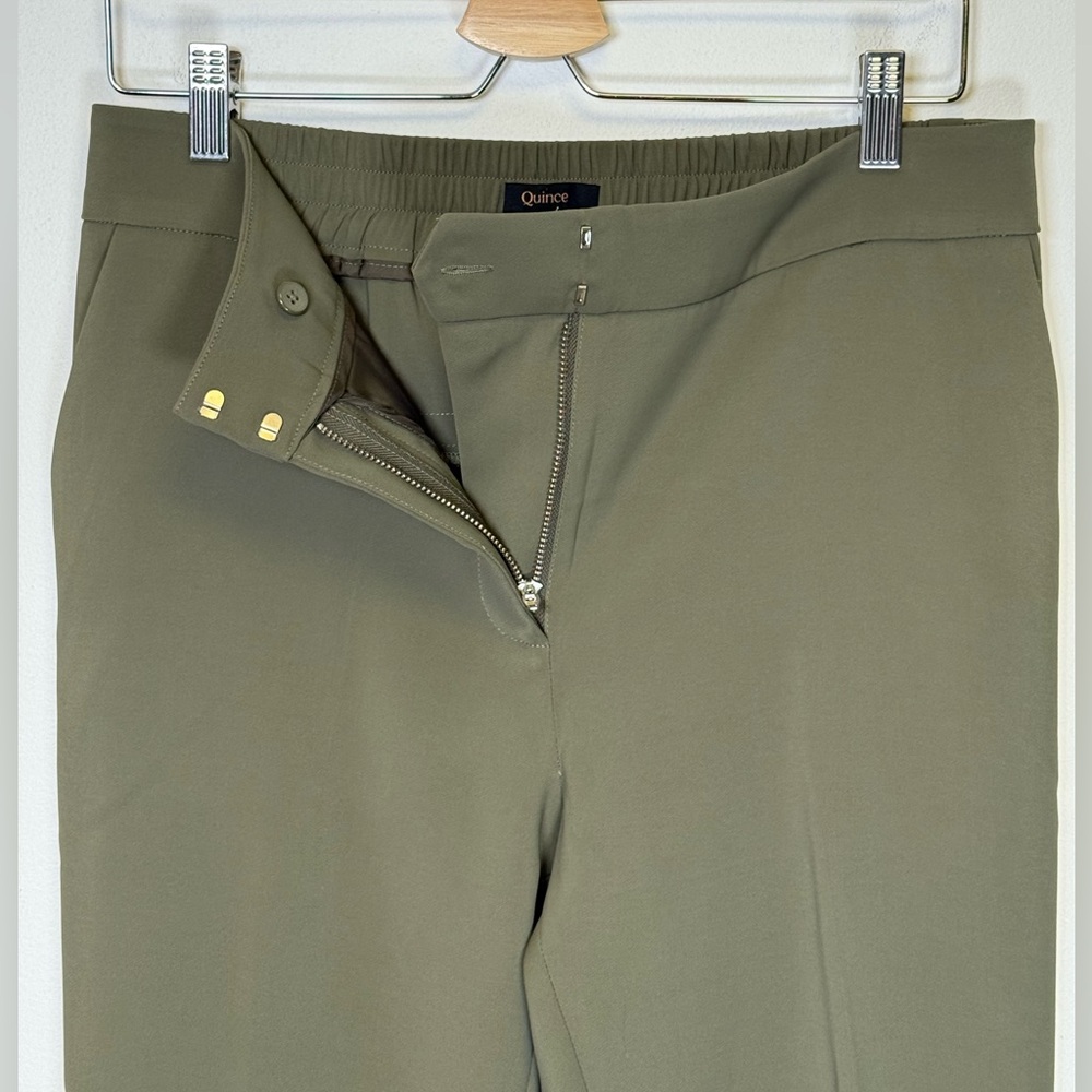 QUINCE Stretch Crepe Ankle Pants In Olive Elastic Waist Pockets Women’s Size 10 - Picture 8 of 10